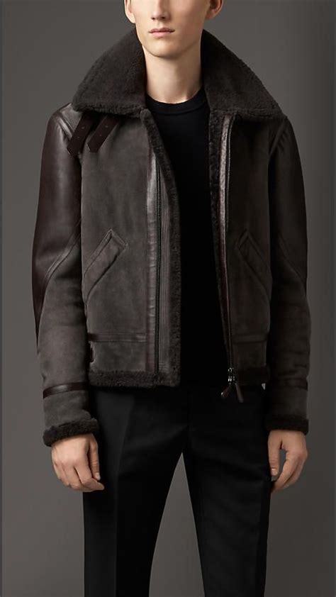 burberry london shearling jacket|shearling aviator jacket men's.